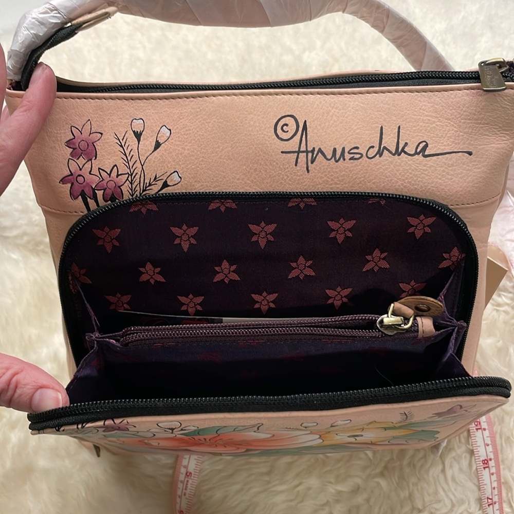 Anuschka Adjustable Crossbody Bag - Pink and Yellow Floral Design - Picture 6 of 9